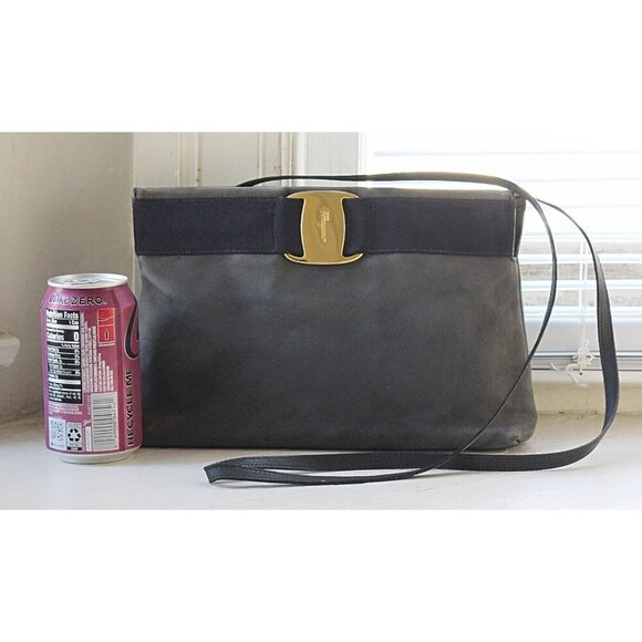 Salvatore Ferragamo - Vintage "Vara" Convertible Clutch in Blue Grey, Italy - Picture 7 of 11